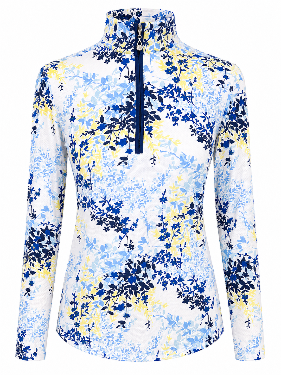 SanSoleil SolCool Print Long Sleeve Mock - Navy Willow - Small
