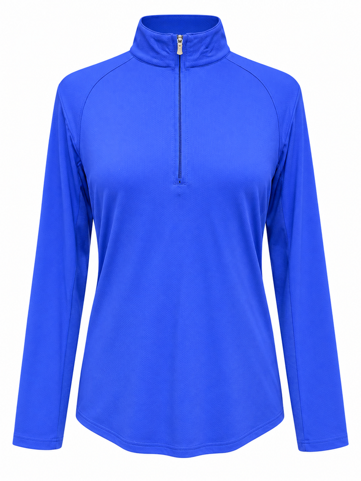 SanSoleil Womens Long Sleeve Zip Mock - Cobalt
