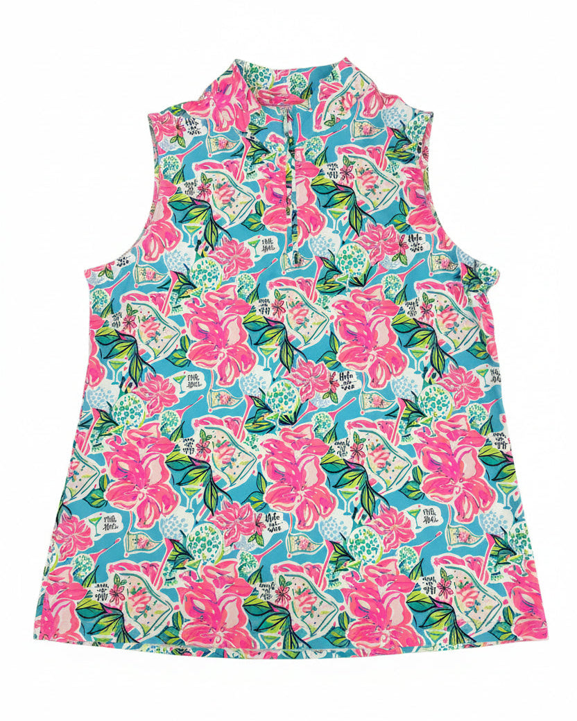 Lulu B Women's Sleeveless Golf Zip Mock Top - Multi