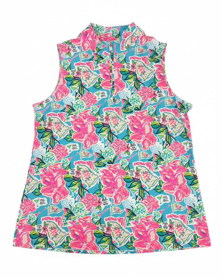 Lulu B Women's Sleeveless Golf Zip Mock Top - Multi