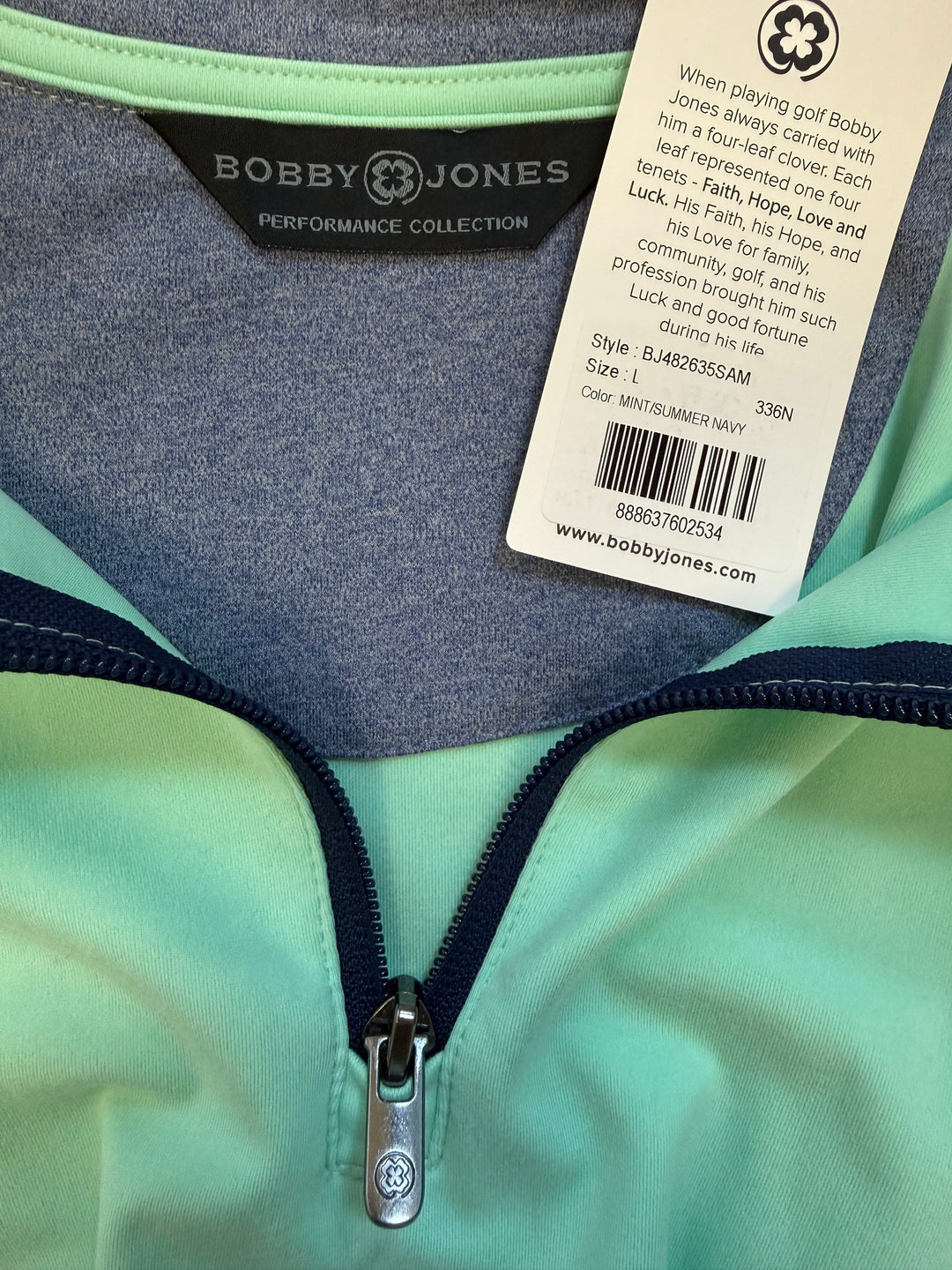 Bobby Jones Performance Fairway Quarter-Zip - Mint - Large