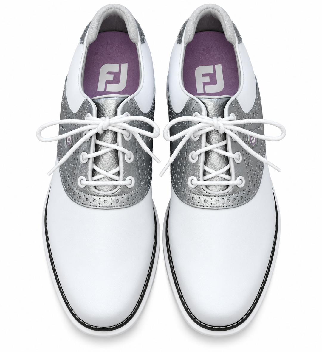 FootJoy Traditions Women's Golf Shoes 97897 - Size 10 - White/Silver
