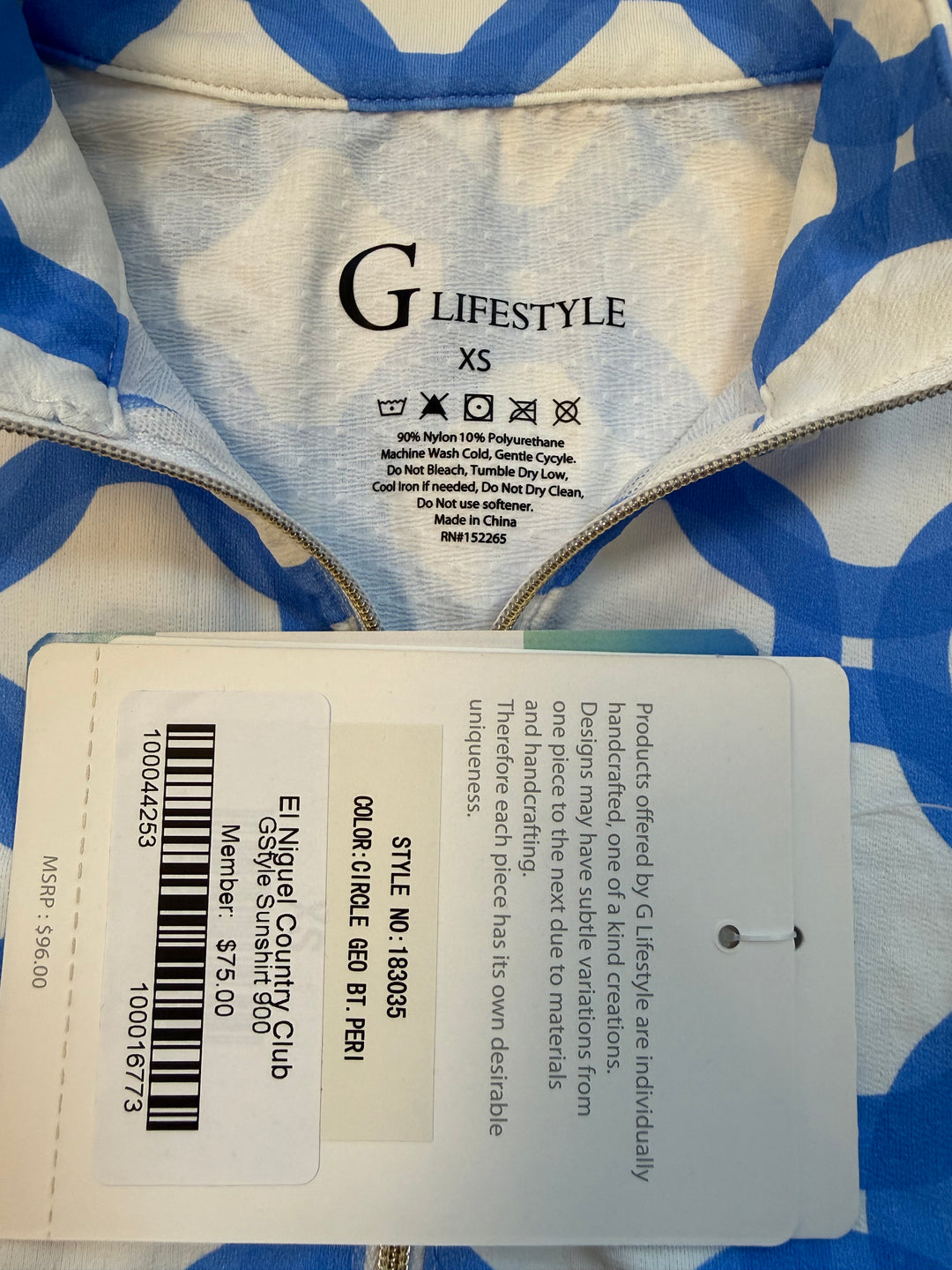 G-Lifestyle Long Sleeve Quarter Zip Top - Circle Geo Peri