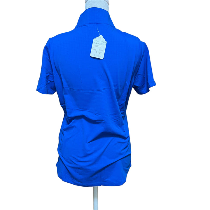 IBKUL Short Sleeve Mock Neck Top - Royal Blue - Small