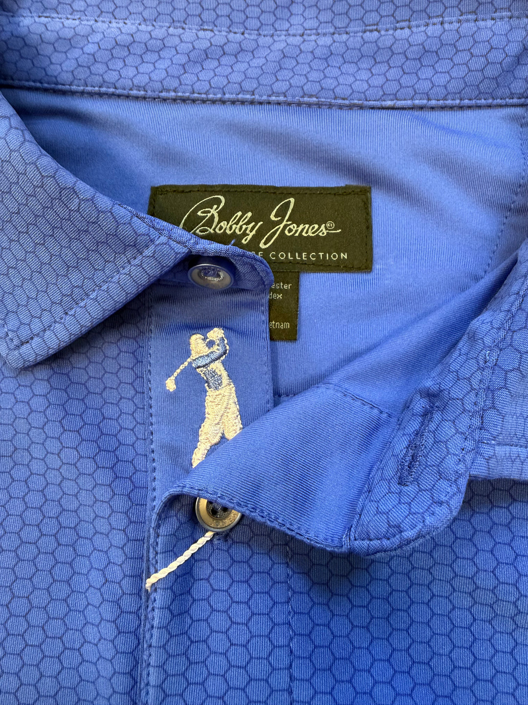 Bobby Jones Performance Jersey Balata Print Polo - Marina Blue - Large