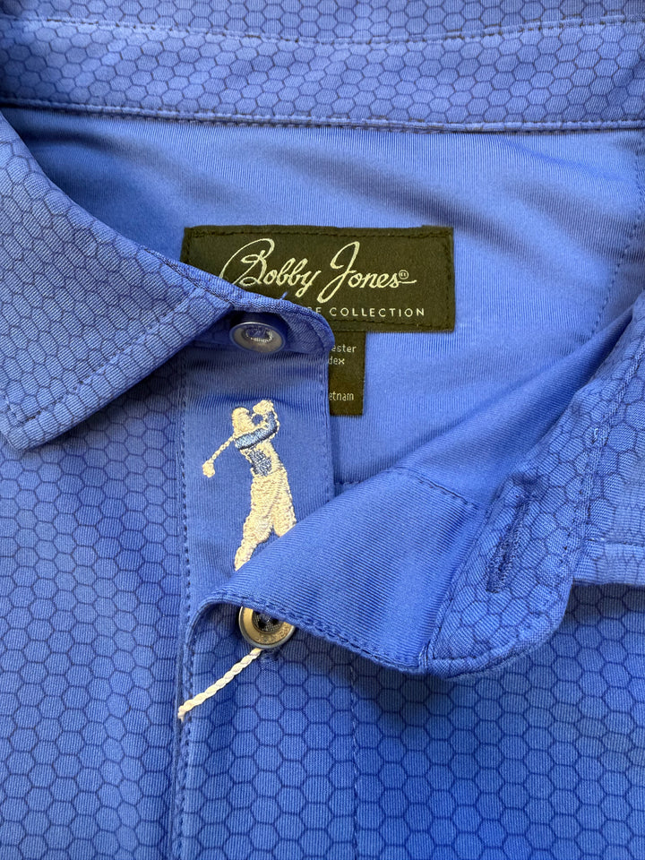 Bobby Jones Performance Jersey Balata Print Polo - Marina Blue - Large