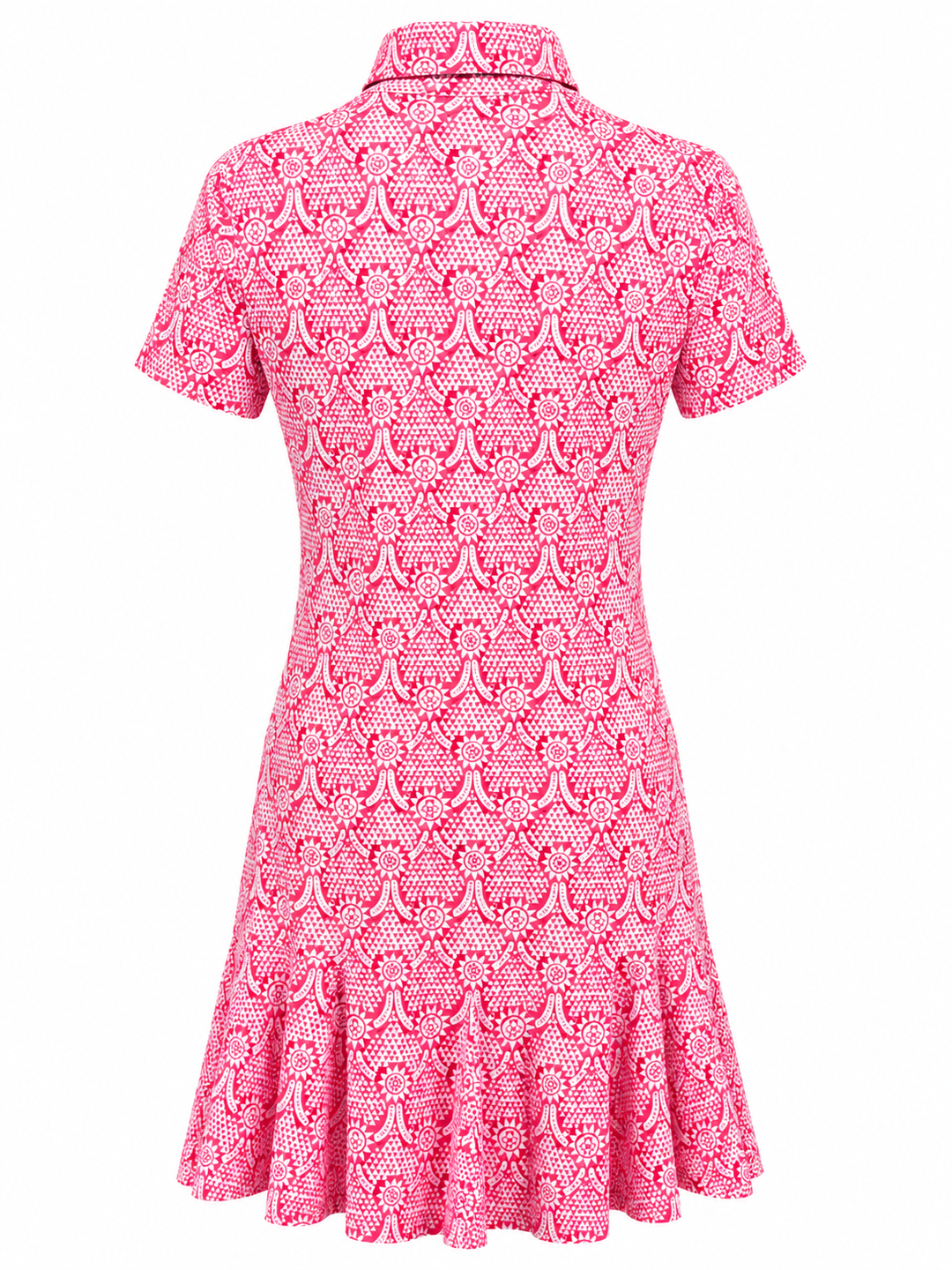 IBKUL Short Sleeve Godet Dress - Watermelon/White