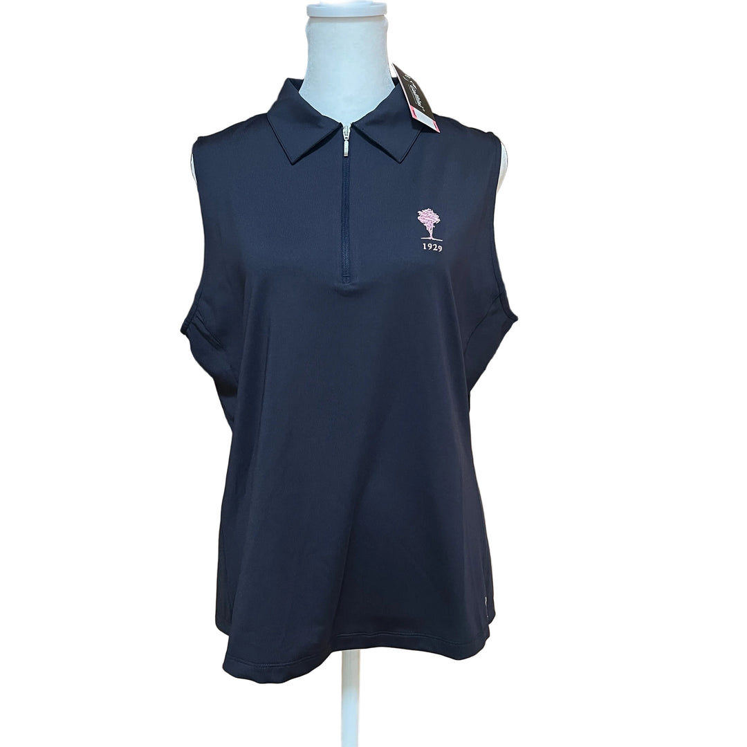 Golftini SL Zip Stretch Polo (w/ pink logo) - Navy - X-Large - Skorzie