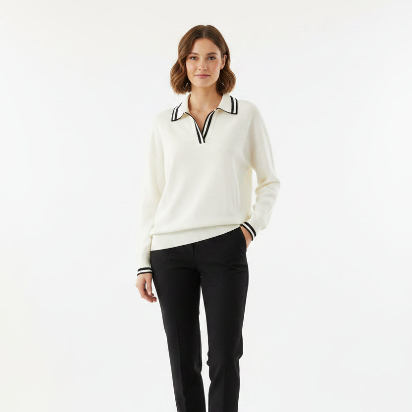 G/FORE Women's Sweater Polo Johnny Collar White Size S