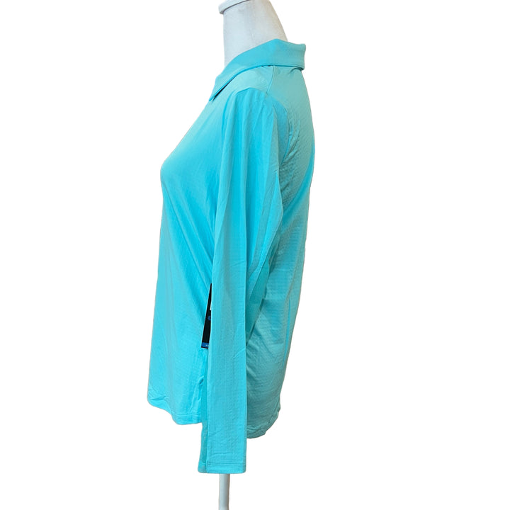 IBKUL Zip Polo with Adjustable Drawstring - Seafoam