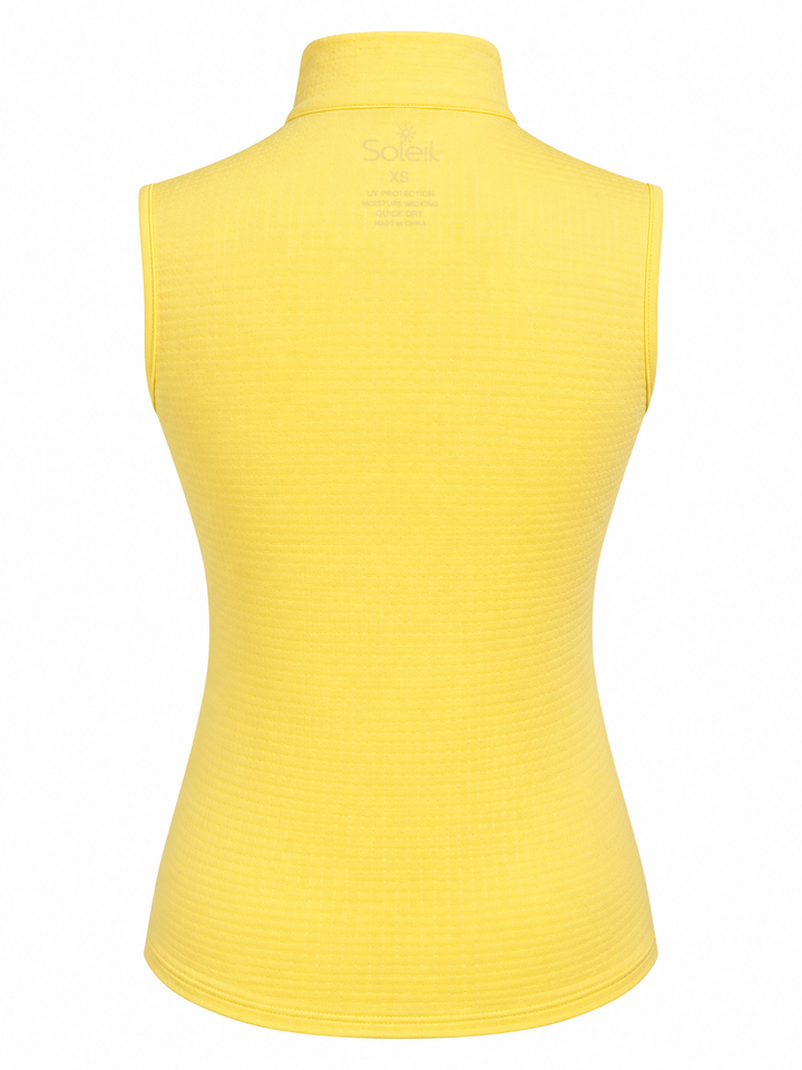 SanSoleil Womens Sleeveless Zip Top - Lemon Zest - XS