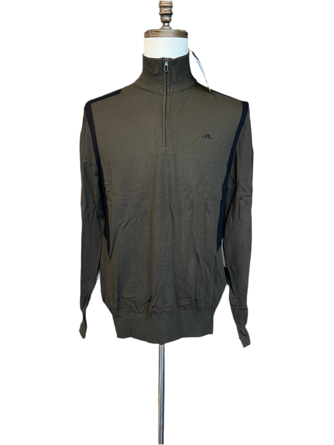 J. Lindeberg Kendrick Knitted Zip Sweater (w/ logo) - Forest - Medium - Skorzie