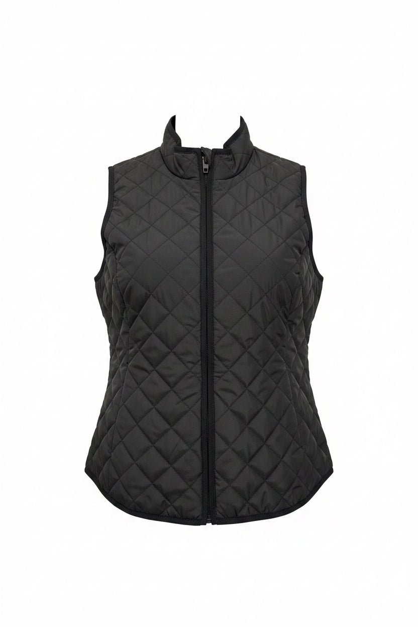 Swing Control Solid Quilted Zippered Vest - Black - Small - Skorzie