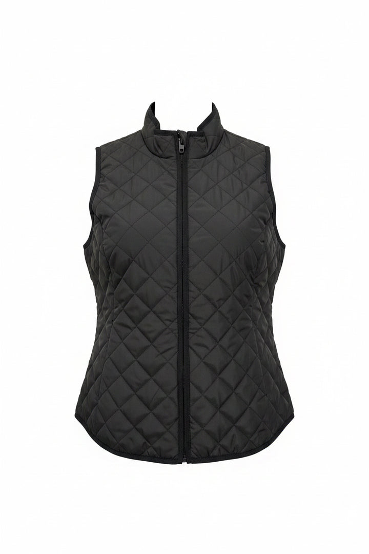 Swing Control Solid Quilted Zippered Vest - Black - Small - Skorzie