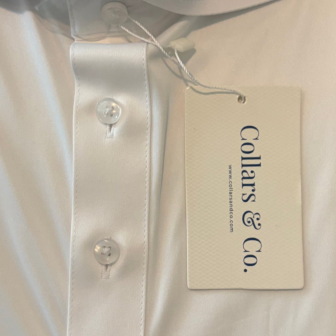 Collars & Co Men's Golf Polo Cutaway Collar White Size L
