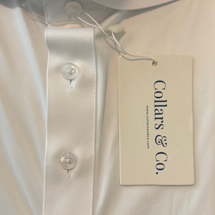 Collars & Co Men's Golf Polo Cutaway Collar White Size L