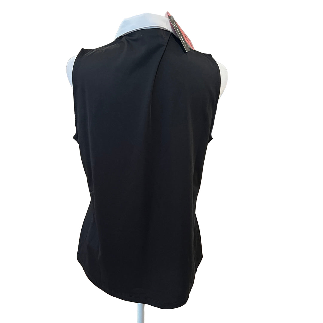 Golftini Sleeveless Zip Polo (w/logo) - Black/White - Large