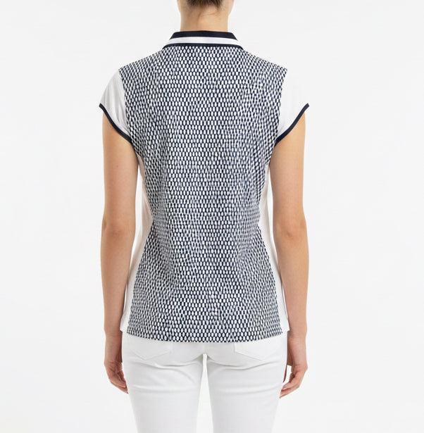 Lohla Sport Womens Golf S/L Polo Dark Navy Croc Print White Size S