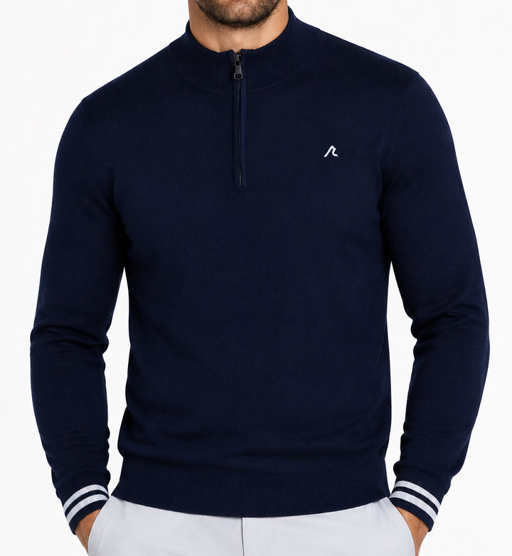 Redvanly Men's Golf Quarter Zip Maxton Merino Midnight Navy Size M
