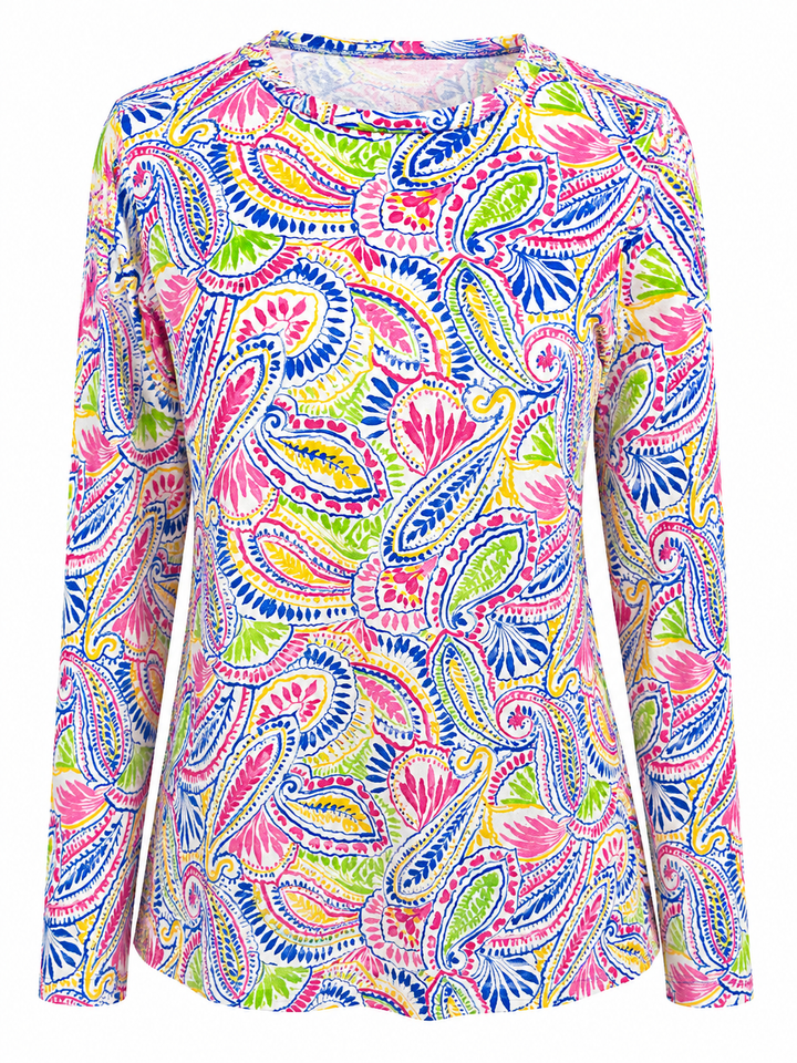 IBKUL Massie Long Sleeve Crew Neck Top - Pink