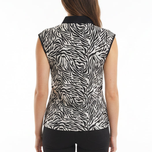 Daily Sports Women's Golf Polo Tiana Cap Sleeve Zebra Size L