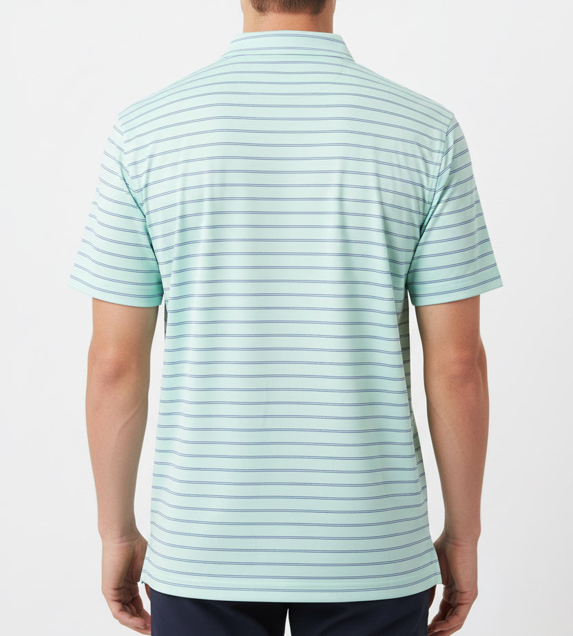 Straight Down Men's Golf Polo Quintero Stripe Mint Size L