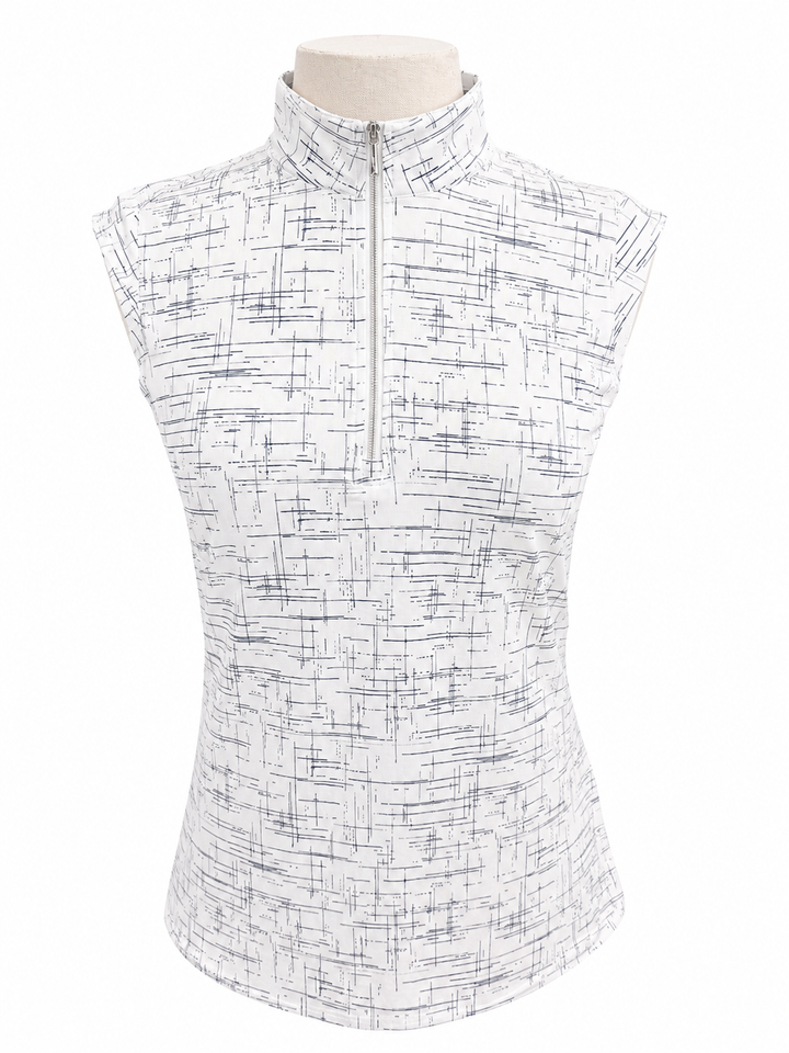 SanSoleil SolCool Sleeveless Mock  - Scratch Black/White
