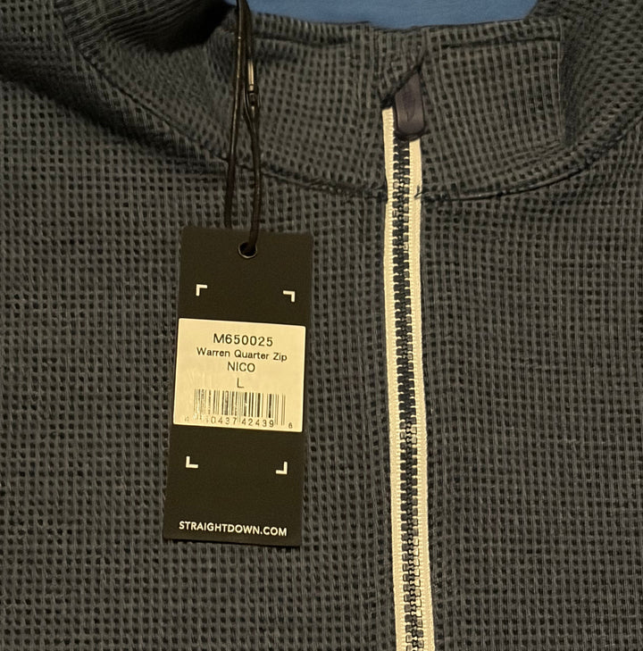 Straight Down Men's Golf Quarter Zip Warren New Indigo/Cobalt Size L