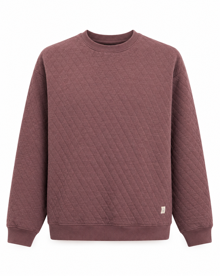 Marine Layer Corbet Quilted Crewneck - Plum Steel - Medium