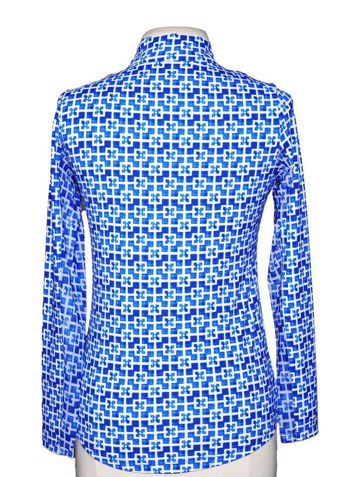G-Lifestyle Tonal Tiles Mock Long Sleeve - Blue/White - Skorzie