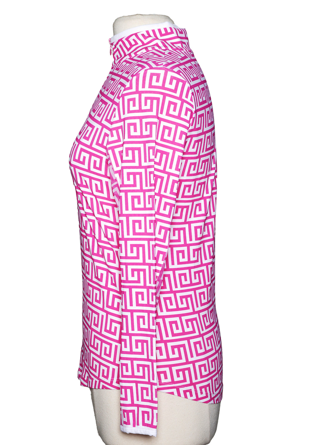 G-Lifestyle LS Santorini Mock Neck Top - Pink/White - Skorzie