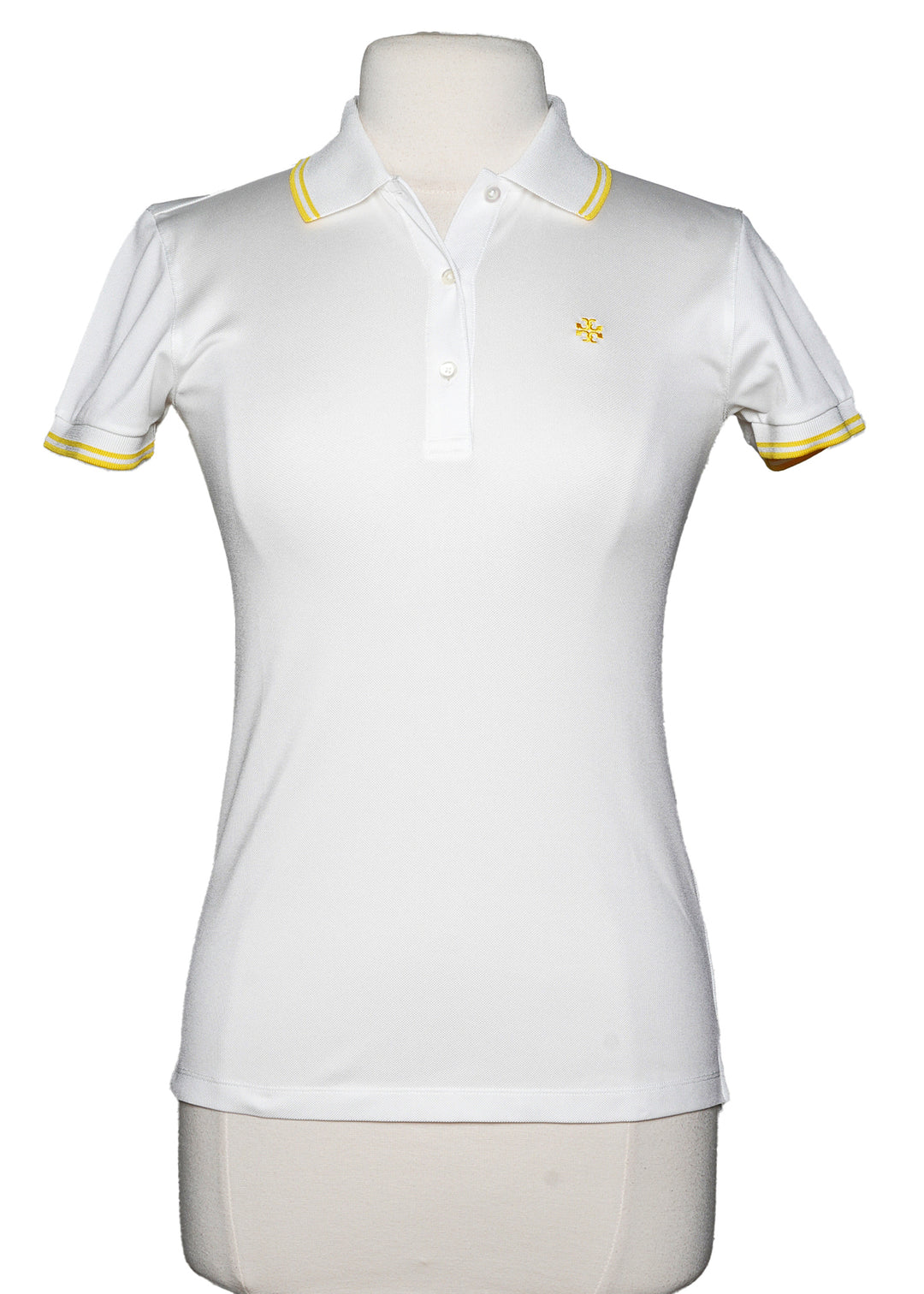 Tory Sport Short Sleeve  Polo - White/Yellow - Size X-Small - Skorzie
