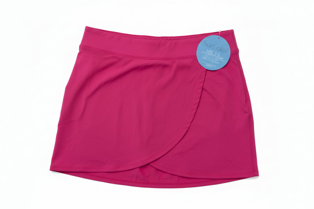 SanSoleil SOLSTYLE 17" FAUX WRAP SKORT - FUCHSIA - Skorzie