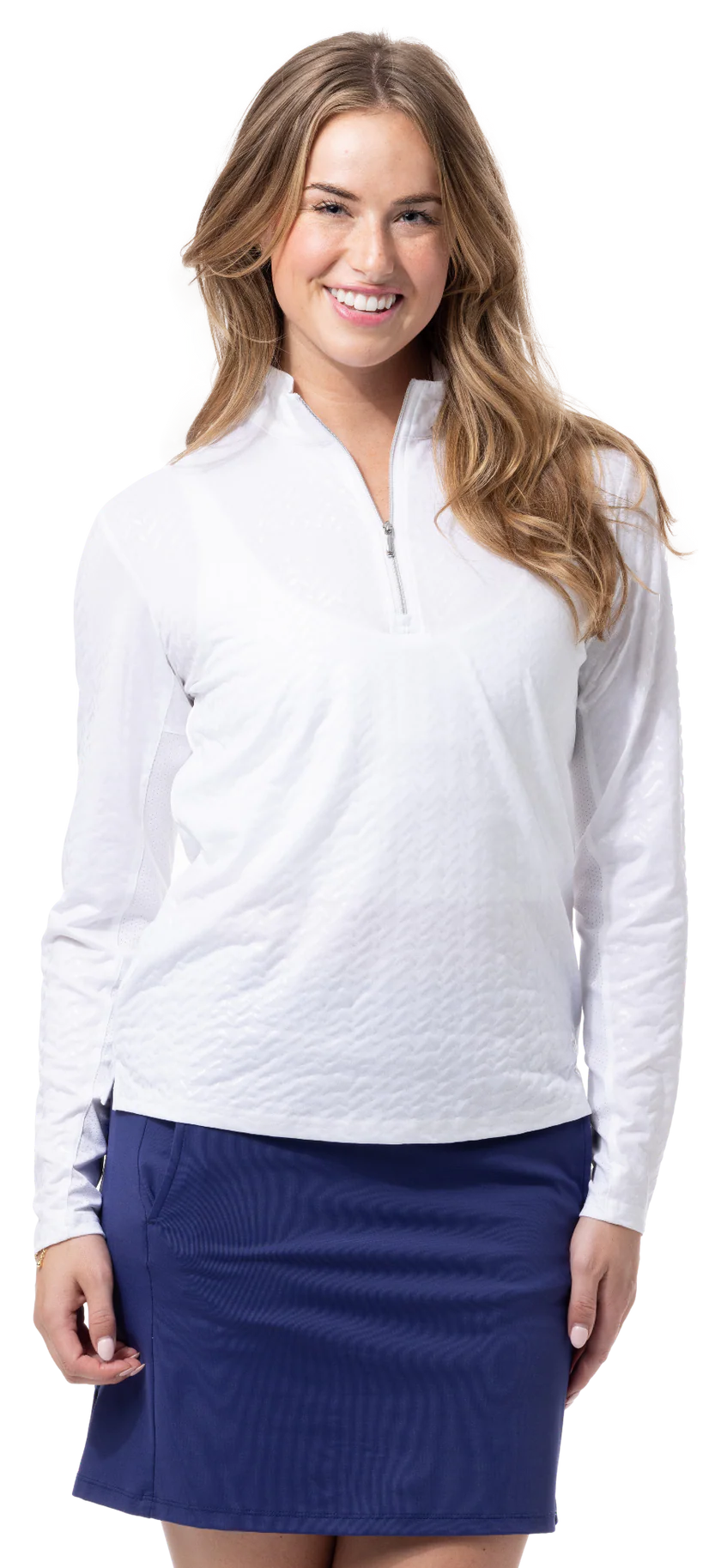 SanSoleil SolShine Foil Print Mock Top - Chevy White - Skorzie