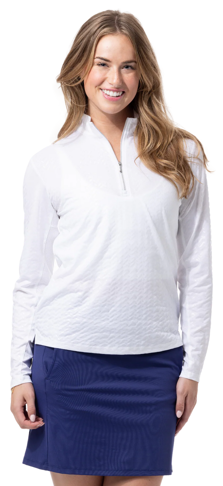 SanSoleil SolShine Foil Print Mock Top - Chevy White - Skorzie