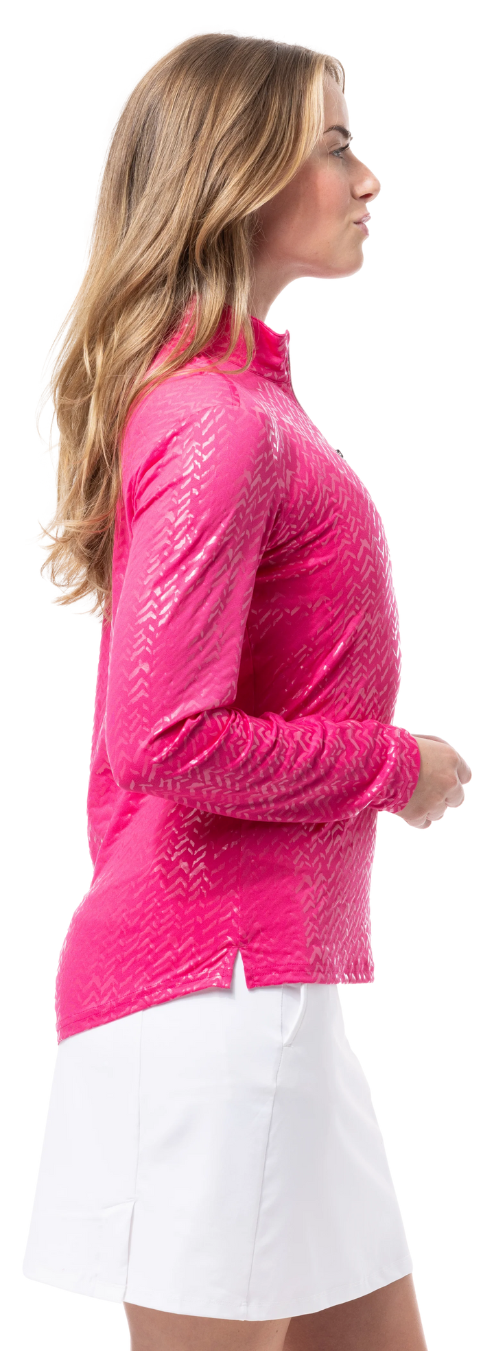 SanSoleil SolShine Foil Print Mock Top - Chevy Pink - Skorzie