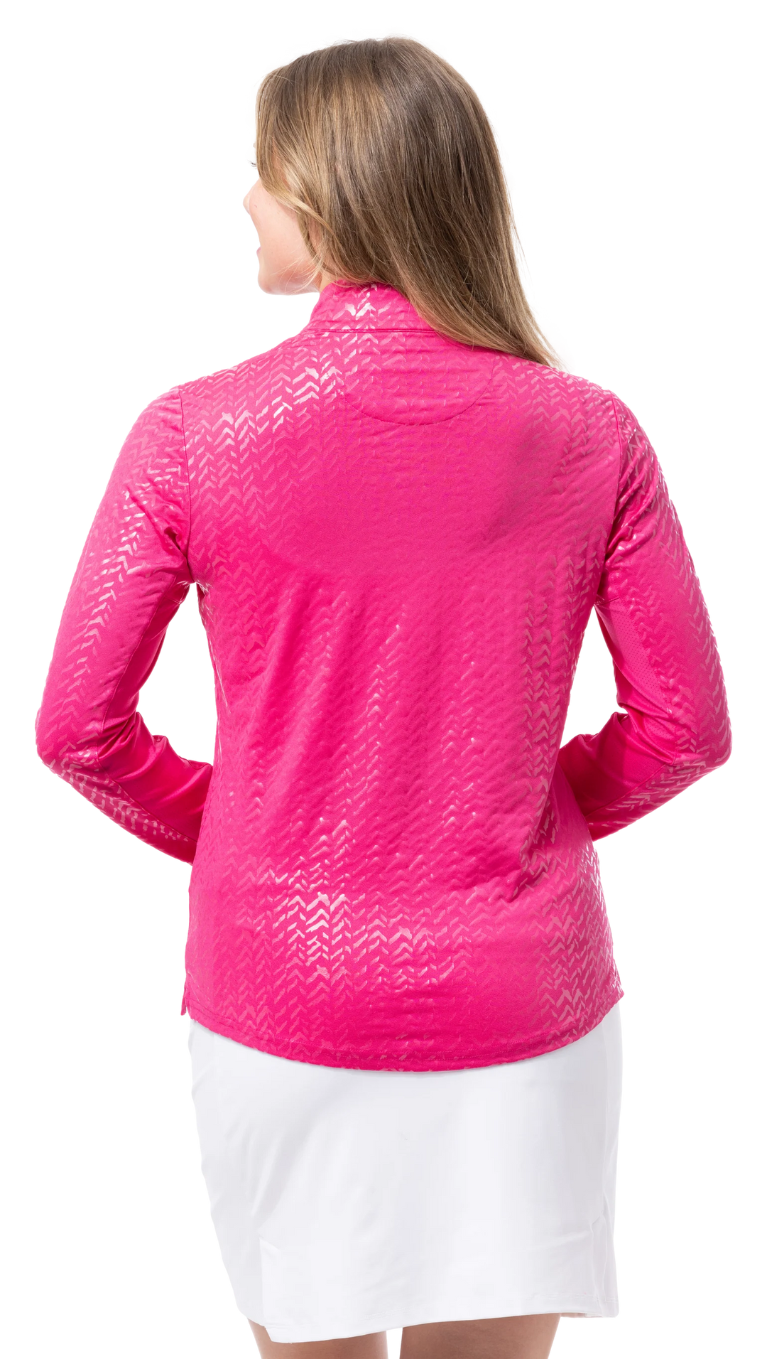 SanSoleil SolShine Foil Print Mock Top - Chevy Pink - Skorzie