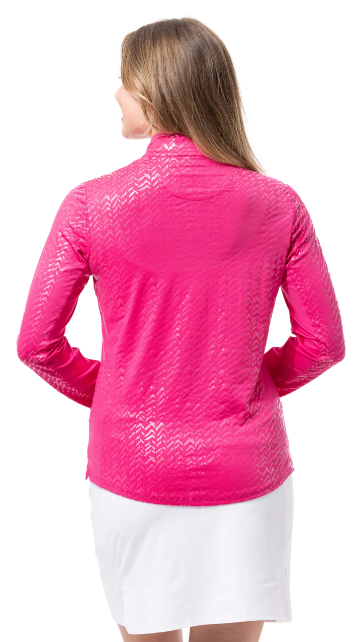 SanSoleil SolShine Foil Print Mock Top - Chevy Pink - Skorzie