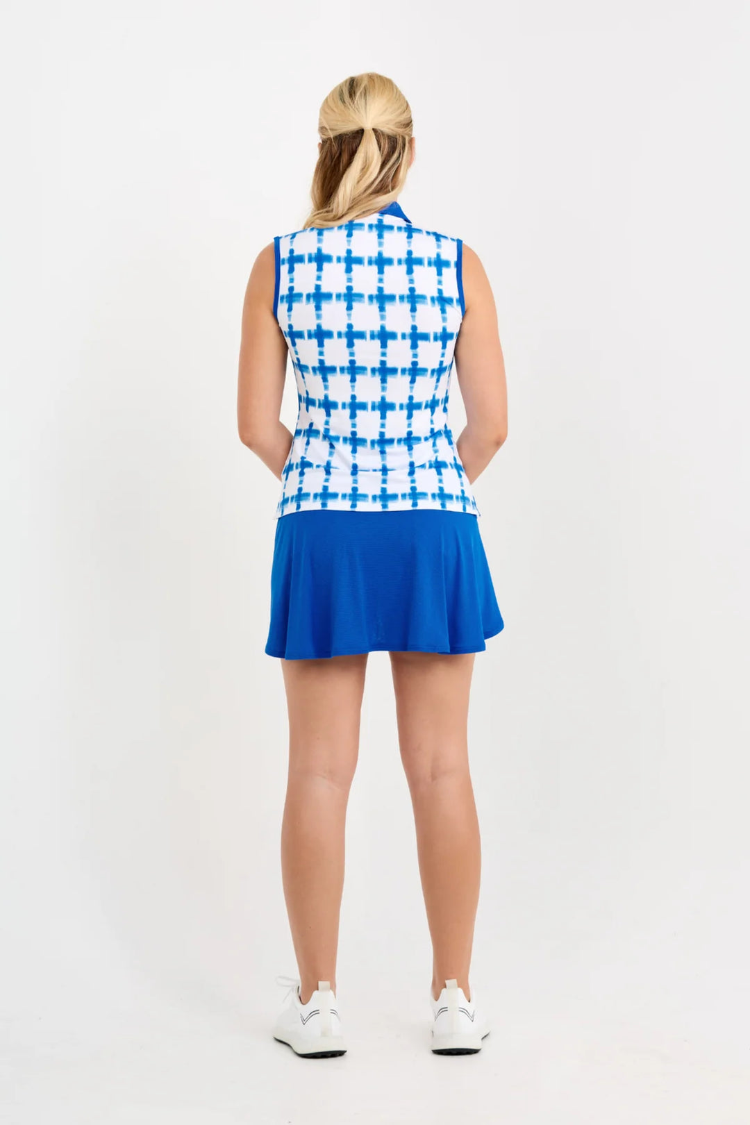 Sofibella Sleeveless Golf Polo - Brushed Check