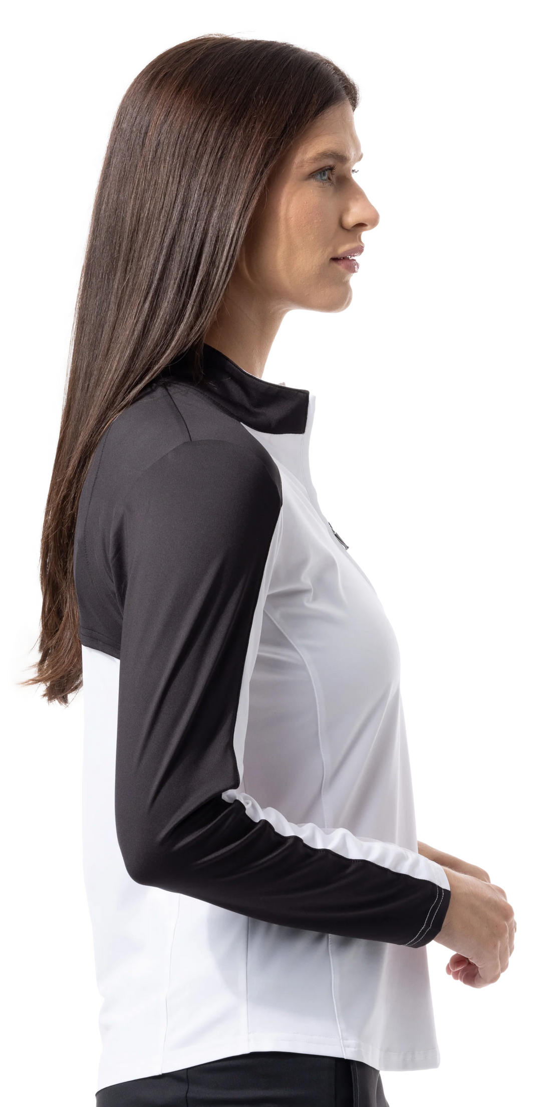 SanSoleil Sunglow Color Block Mock Top - Black/White - Skorzie