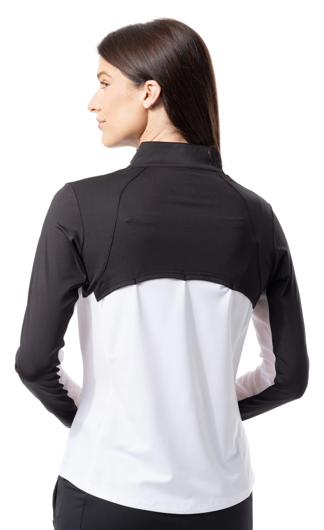 SanSoleil Sunglow Color Block Mock Top - Black/White - Skorzie