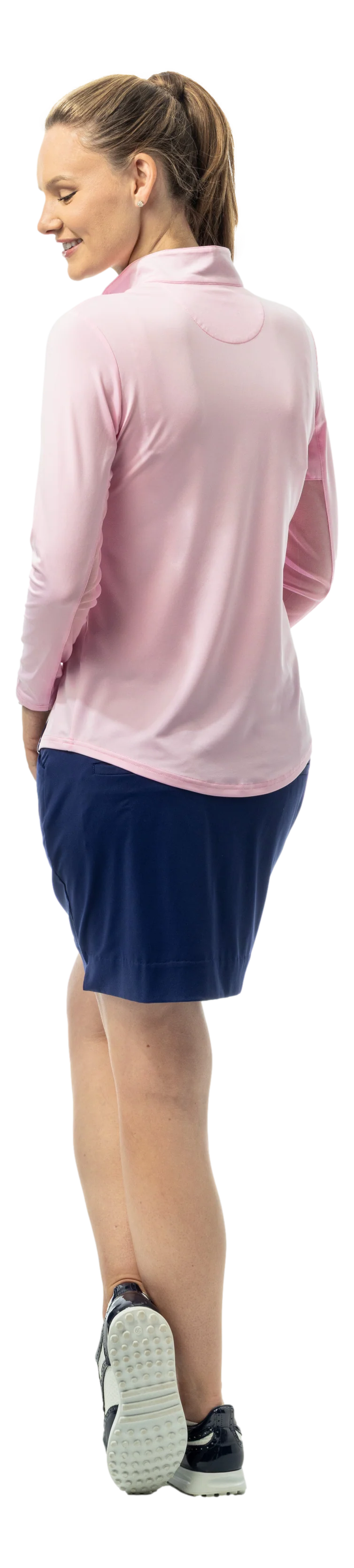SanSoleil Sunglow Print Piping Mock - Pink Flamingo - Fa La La