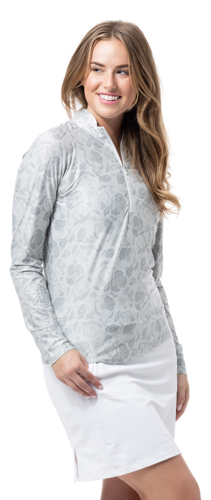 SanSoleil SolMelange L/S Print Mock - Queen Bee Dove - Skorzie