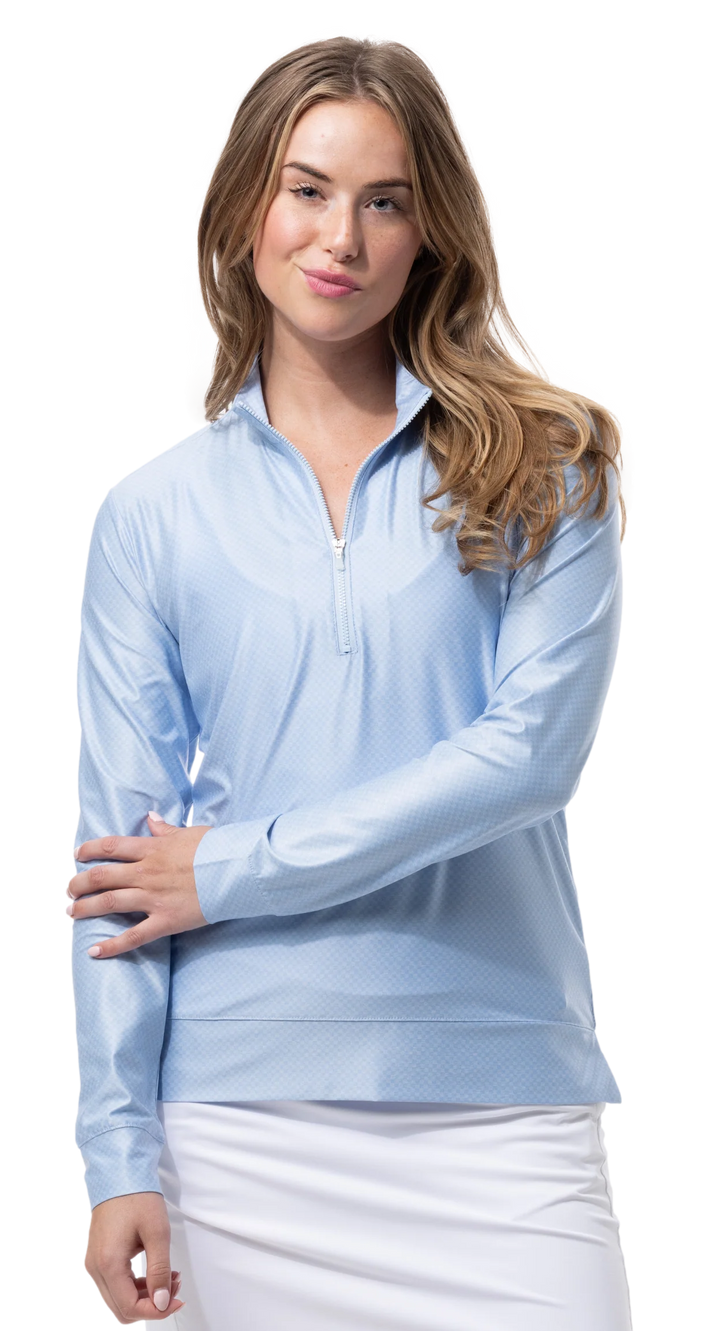 SanSoleil SolMelange 1/4 Zip Pullover - Malibu Check - Skorzie