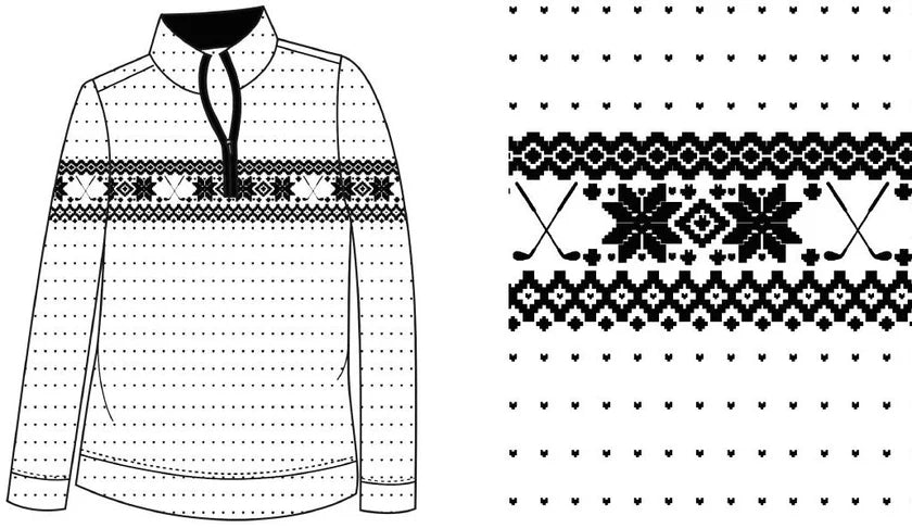 SanSoleil Quarter Zip Mock Top - Fair Isle Black - Skorzie