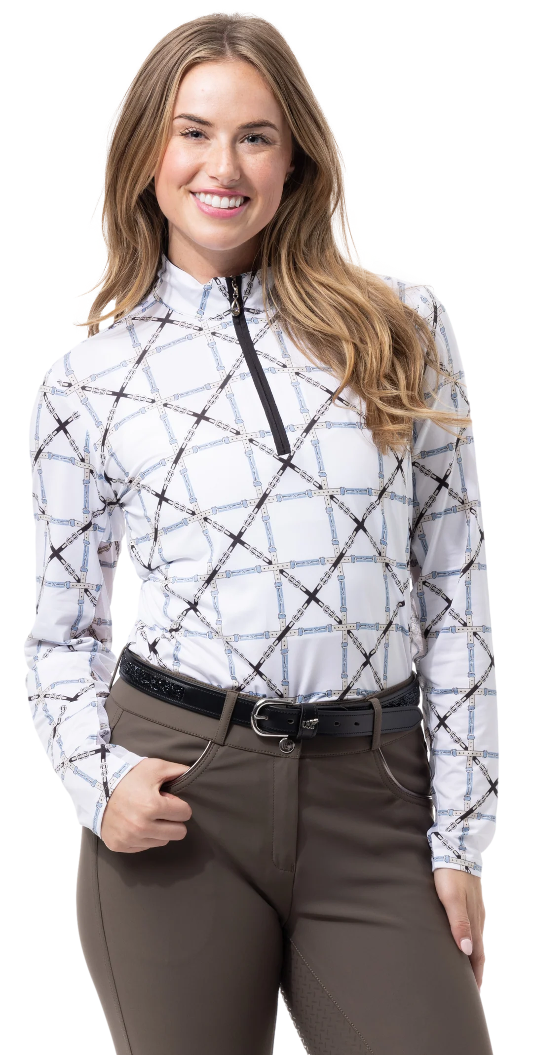 SanSoleil SolCool Print Mock Top  - Beltway Black - Skorzie