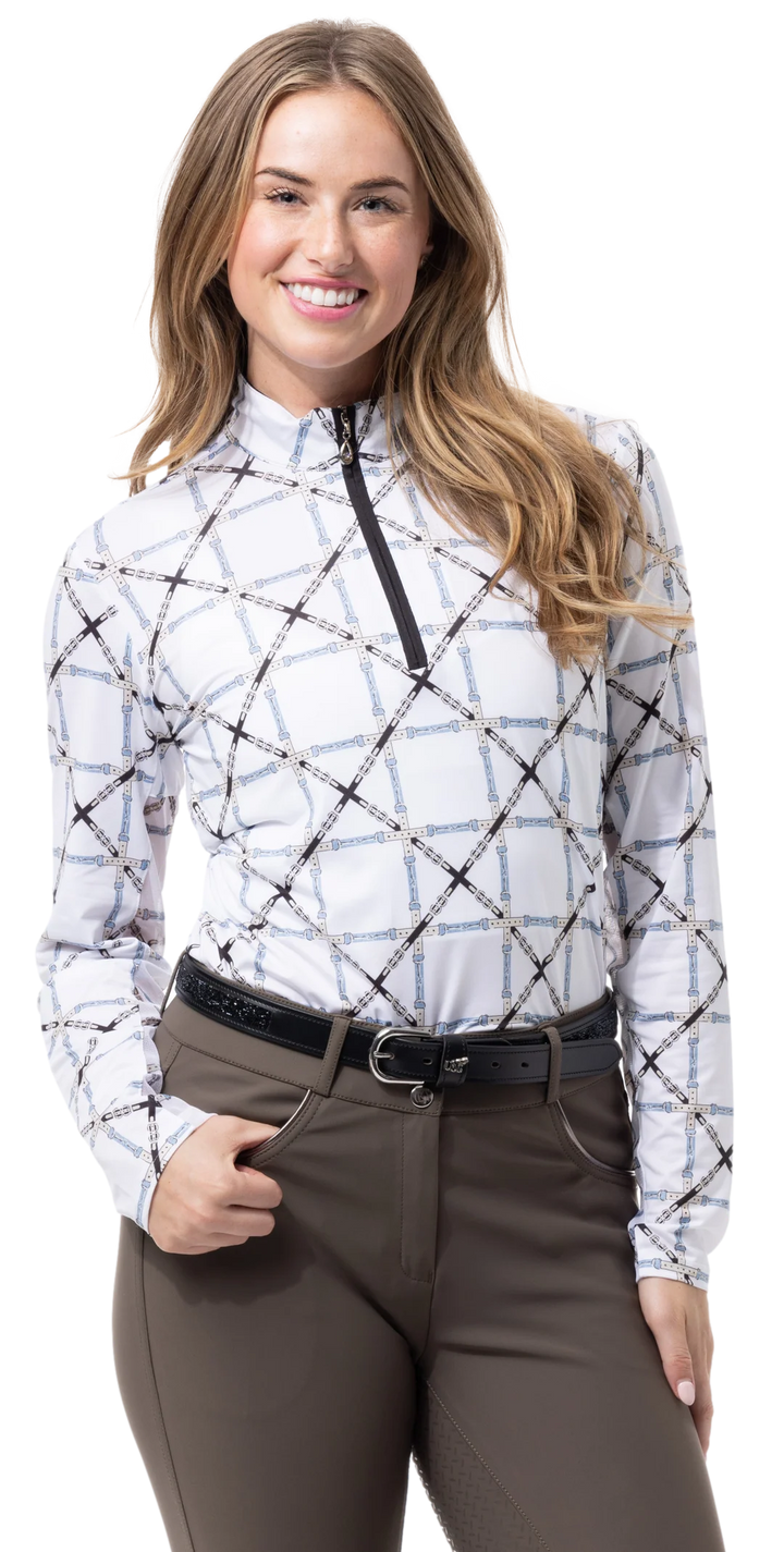 SanSoleil SolCool Print Mock Top  - Beltway Black - Skorzie