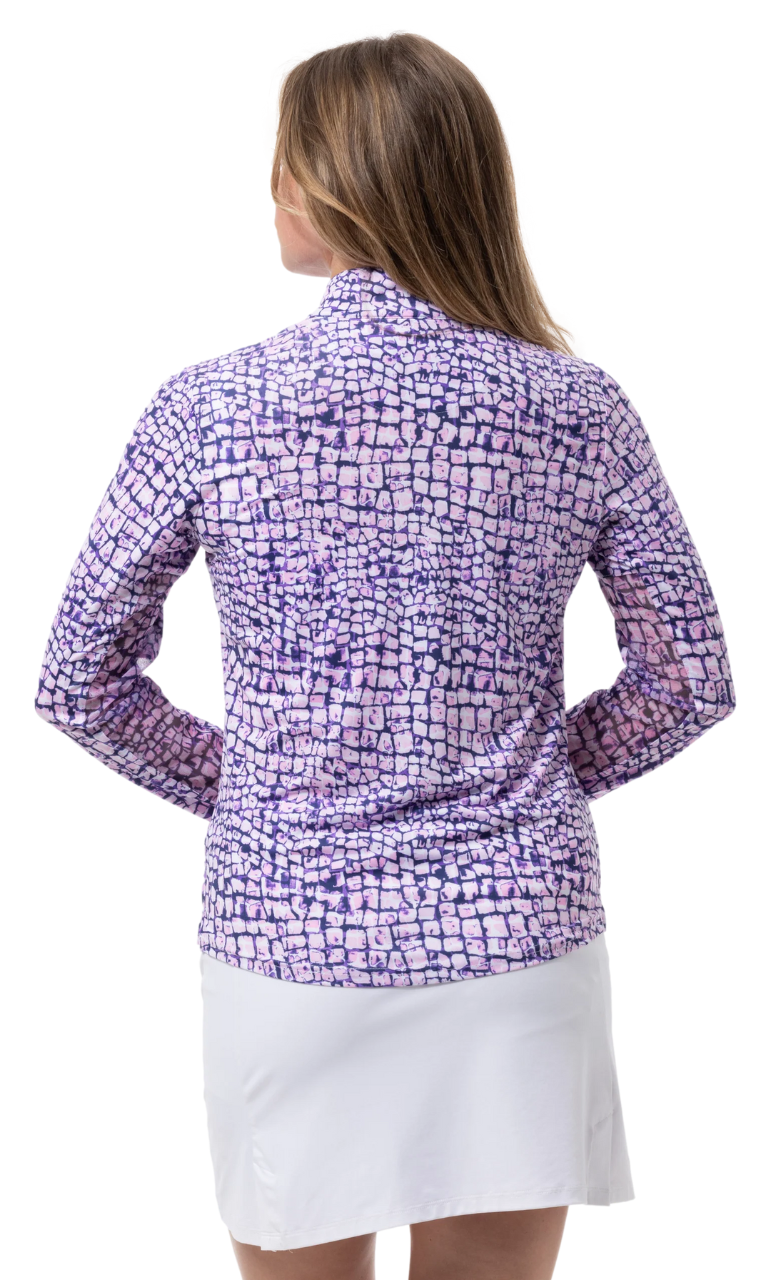 SanSoleil SolCool Print Mock Top - Cubicle Pink - Skorzie