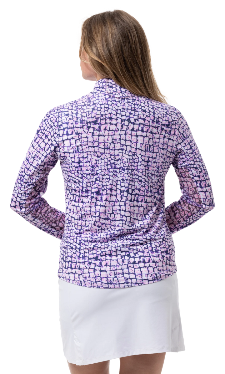 SanSoleil SolCool Print Mock Top - Cubicle Pink - Skorzie