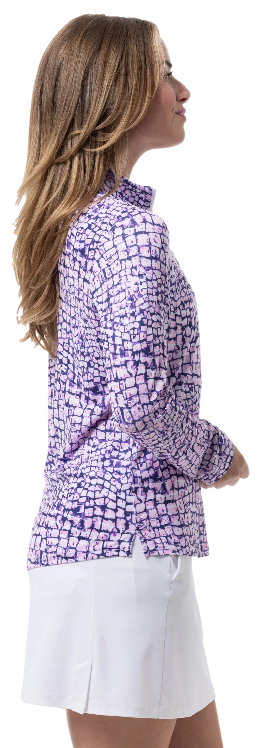 SanSoleil SolCool Print Mock Top - Cubicle Pink - Skorzie